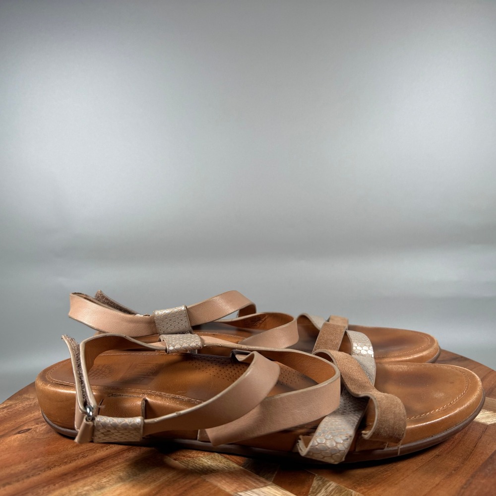 FitFlop I15-481 Women Tan Leather Suedeβ Strappy Comfort Sandals US 9 EU 41